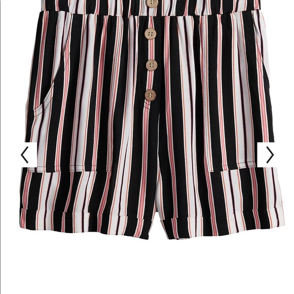 JOE B Shorts Button Front Striped Challis Juniors Black White Pink Size Small - Picture 2 of 7